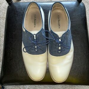 G.H. Bass & Co. White and Blue Saddle Oxfords
